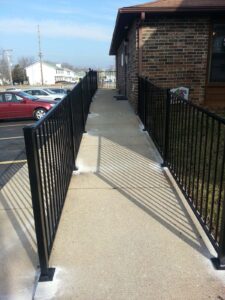 black railings with ramp