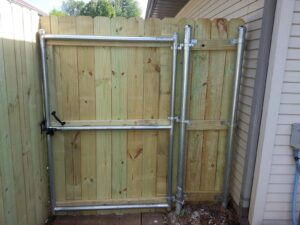 wooden gate with steel frame