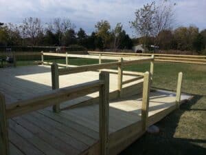 wooden deck with ramp